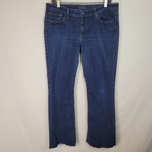 Levis Blue Jeans Womens 12 Slight Curve Classic Bootcut Mid Rise Raw Hem 34x29